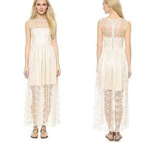 NEW Jill Stuart Lace Overlay Sheer Illusion Maxi Dress 8 Fairy Romantic Ethereal